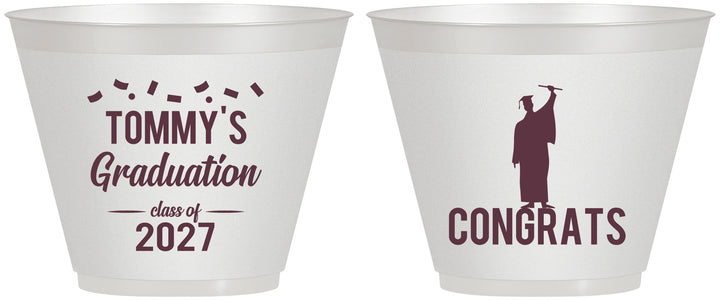 Custom Graduation 9 oz Wine Frosted Cups - Class Of 2027 Congrats | 130046