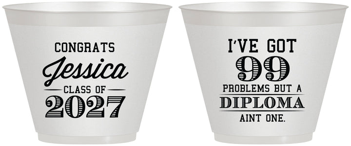 Custom Graduation 9 oz Wine Frosted Cups - Class Of 2027 99 Problems | 130047