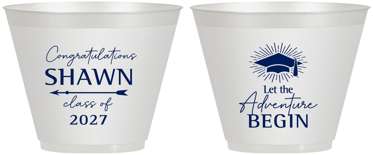 Custom Graduation 9 oz Wine Frosted Cups - Class Of 2027 Adventure Begin | 130048