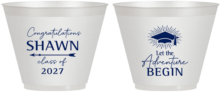 Custom Graduation 9 oz Wine Frosted Cups - Class Of 2027 Adventure Begin | 130048