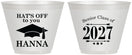 Custom Graduation 9 oz Wine Frosted Cups - Class Of 2027 Hats Off | 130049