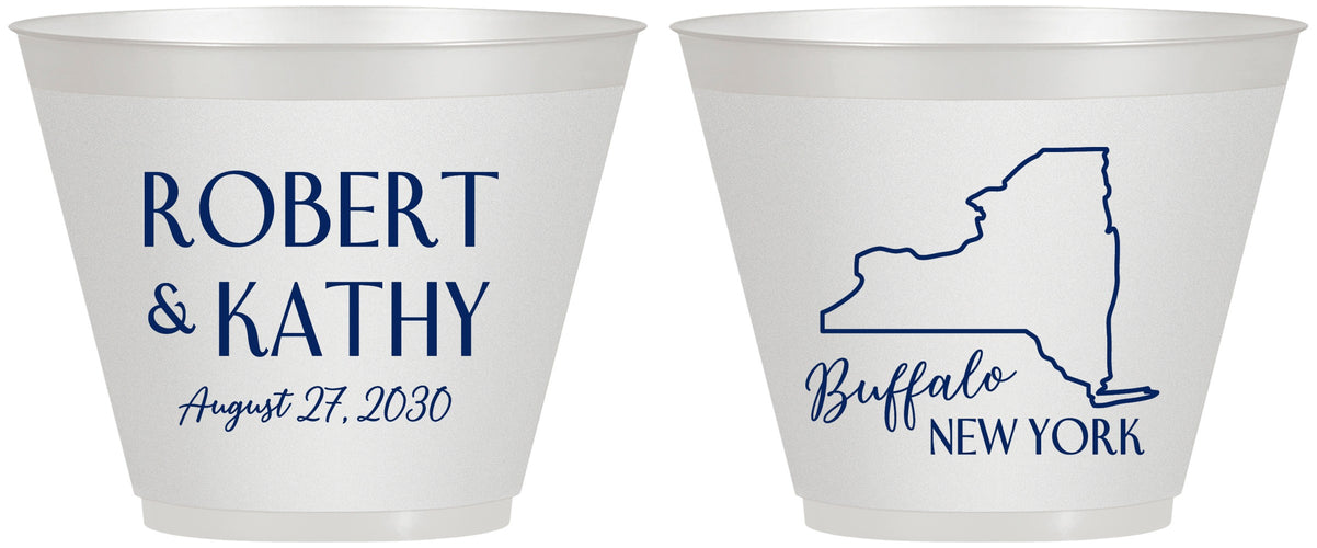 Custom Wedding 9 oz Wine Frosted Cups - New York | 131