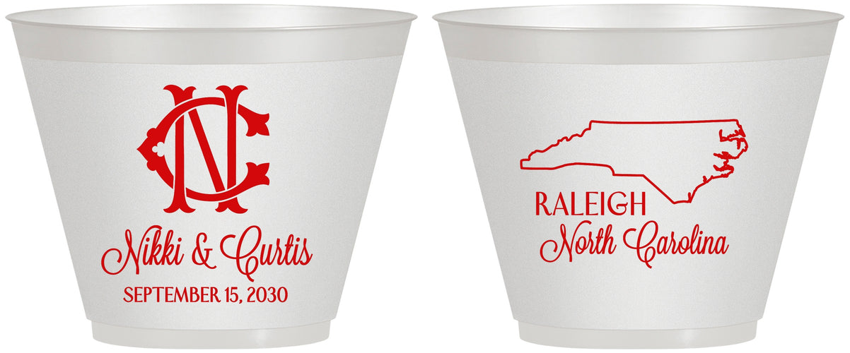 Custom Wedding 9 oz Wine Frosted Cups - North Carolina | 132