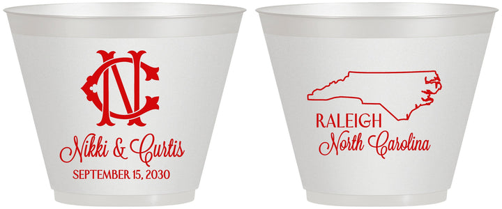 Custom Wedding 9 oz Wine Frosted Cups - North Carolina | 132