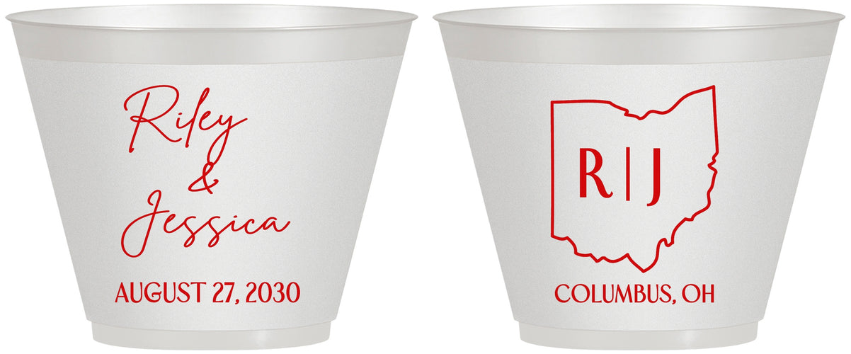 Custom Wedding 9 oz Wine Frosted Cups - Ohio | 134