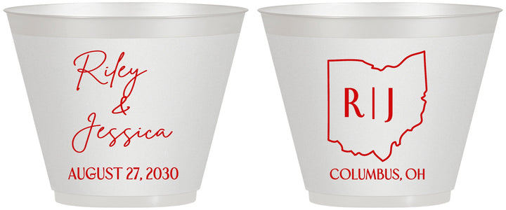 Custom Wedding 9 oz Wine Frosted Cups - Ohio | 134
