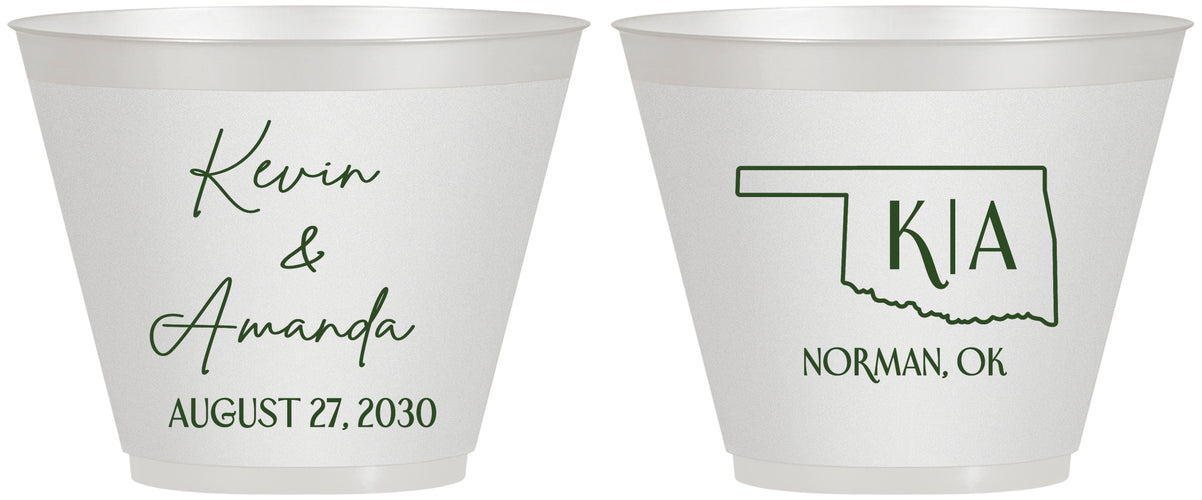 Custom Wedding 9 oz Wine Frosted Cups - Oklahoma | 135