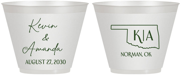 Custom Wedding 9 oz Wine Frosted Cups - Oklahoma | 135