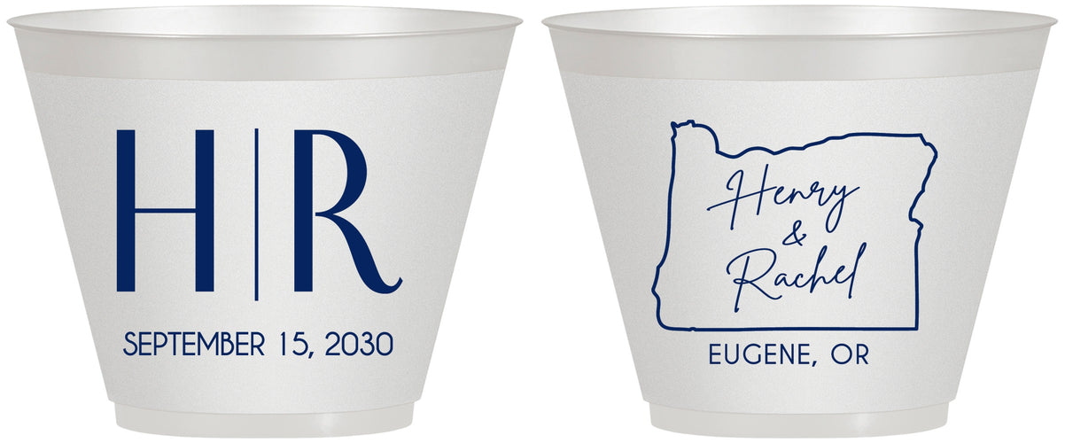 Custom Wedding 9 oz Wine Frosted Cups - Oregon | 136
