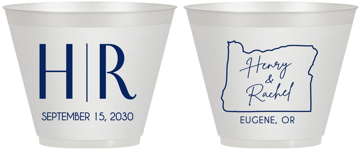Custom Wedding 9 oz Wine Frosted Cups - Oregon | 136