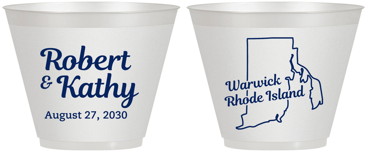 Custom Wedding 9 oz Wine Frosted Cups - Rhode Island | 138