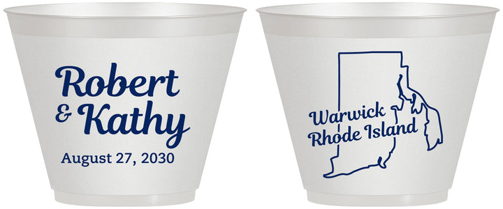 Custom Wedding 9 oz Wine Frosted Cups - Rhode Island | 138