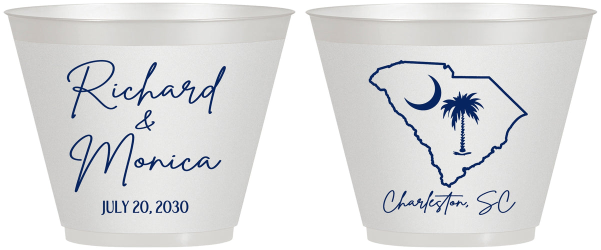 Custom Wedding 9 oz Wine Frosted Cups - South Carolina | 139