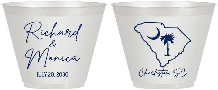Custom Wedding 9 oz Wine Frosted Cups - South Carolina | 139