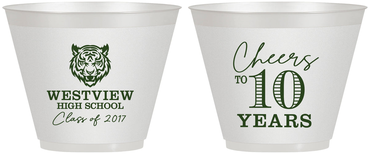 Custom Class Reunion 9 oz Wine Frosted Cups - Class Of 2017 10 Year | 140005