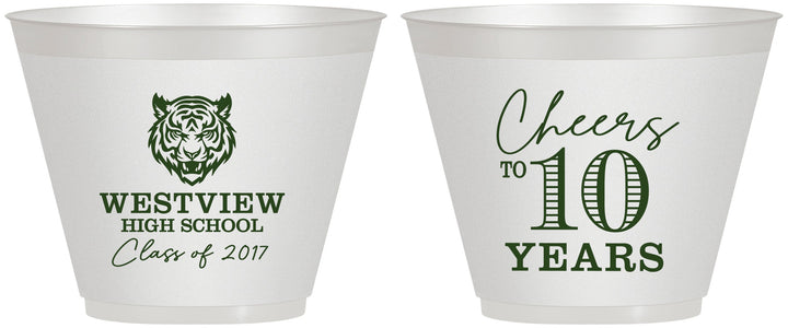 Custom Class Reunion 9 oz Wine Frosted Cups - Class Of 2017 10 Year | 140005