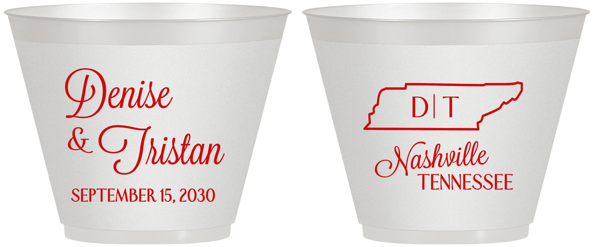 Custom Wedding 9 oz Wine Frosted Cups - Tennessee | 141