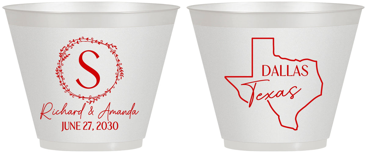 Custom Wedding 9 oz Wine Frosted Cups - Texas | 142