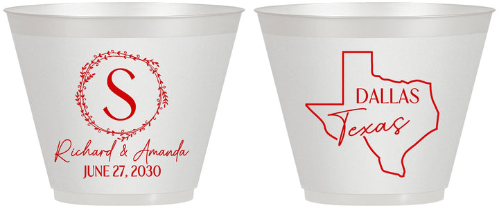 Custom Wedding 9 oz Wine Frosted Cups - Texas | 142