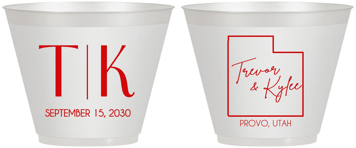 Custom Wedding 9 oz Wine Frosted Cups - Utah | 143