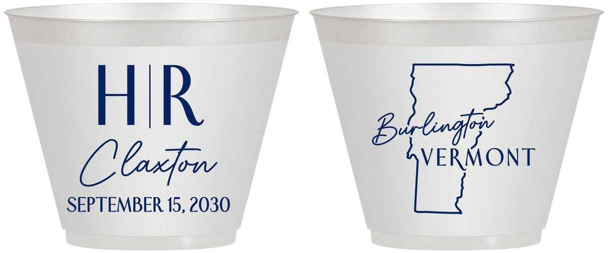 Custom Wedding 9 oz Wine Frosted Cups - Vermont | 144