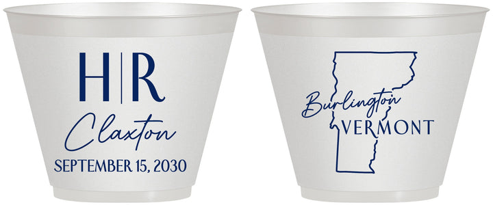 Custom Wedding 9 oz Wine Frosted Cups - Vermont | 144
