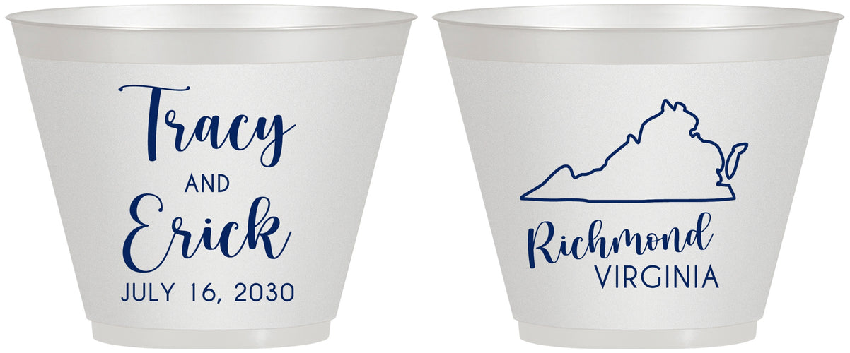 Custom Wedding 9 oz Wine Frosted Cups - Virginia | 145