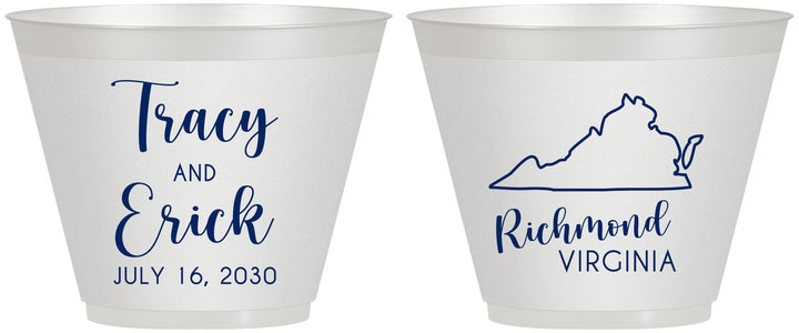 Custom Wedding 9 oz Wine Frosted Cups - Virginia | 145