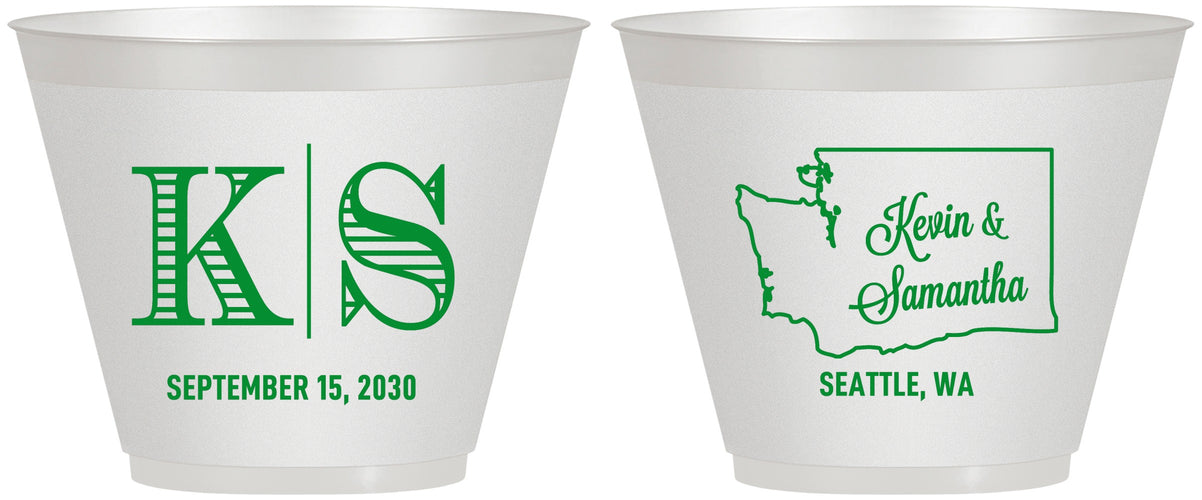 Custom Wedding 9 oz Wine Frosted Cups - Washington | 146