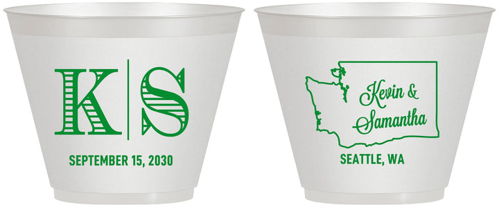 Custom Wedding 9 oz Wine Frosted Cups - Washington | 146