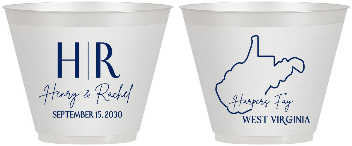 Custom Wedding 9 oz Wine Frosted Cups - West Virginia | 147