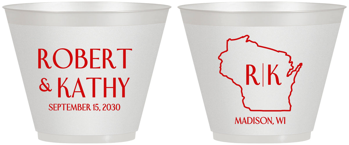 Custom Wedding 9 oz Wine Frosted Cups - Wisconsin | 148