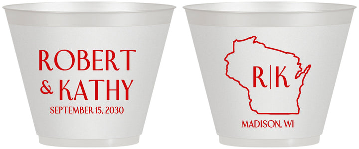 Custom Wedding 9 oz Wine Frosted Cups - Wisconsin | 148