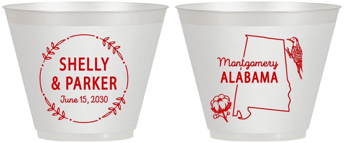 Custom Wedding 9 oz Wine Frosted Cups - Alabama | 150