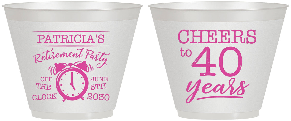 Custom Retirement 9 oz Wine Frosted Cups - Off The Clock | 150000