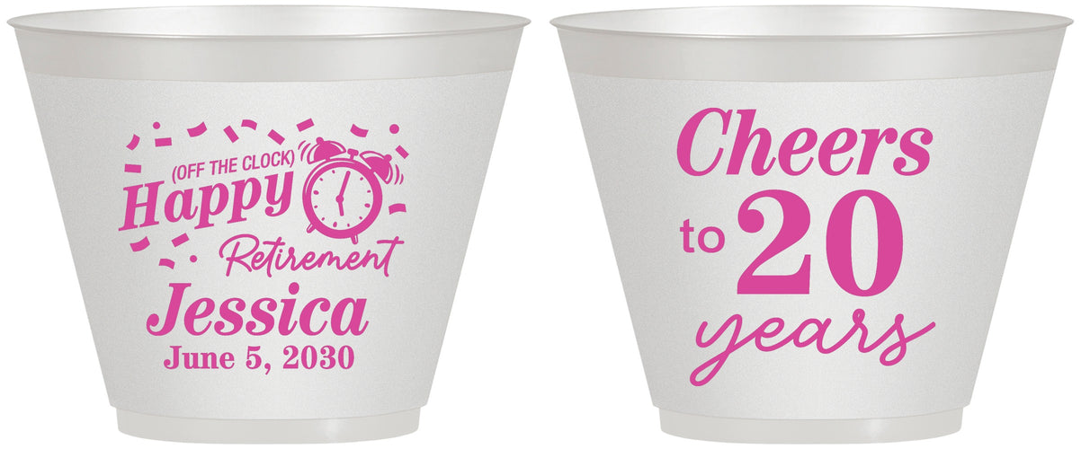 Custom Retirement 9 oz Wine Frosted Cups - Off The Clock | 150001