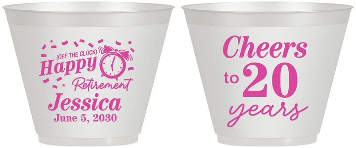Custom Retirement 9 oz Wine Frosted Cups - Off The Clock | 150001
