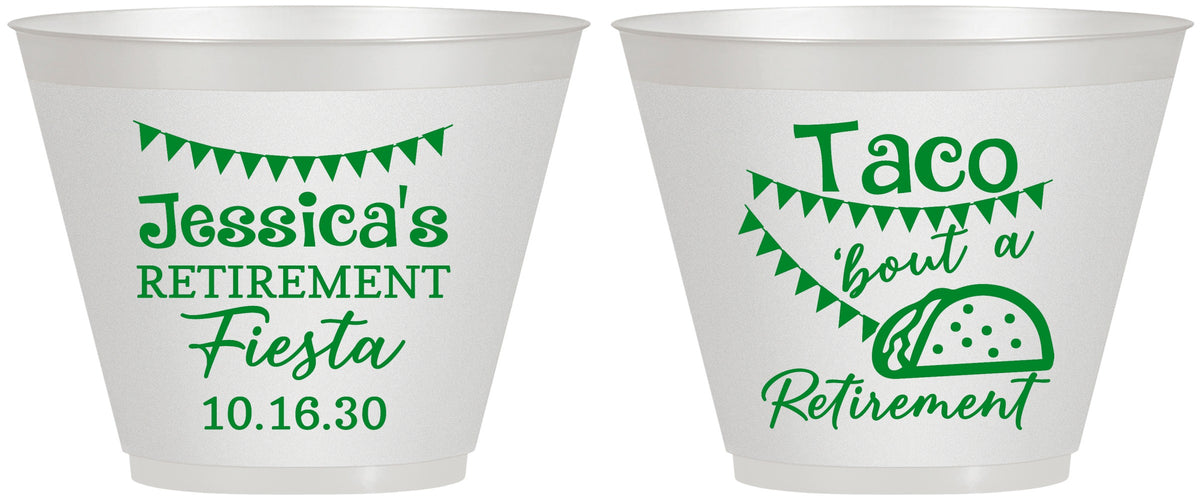 Custom Retirement 9 oz Wine Frosted Cups - Taco Bout A Retirement | 150002