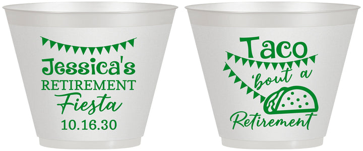 Custom Retirement 9 oz Wine Frosted Cups - Taco Bout A Retirement | 150002