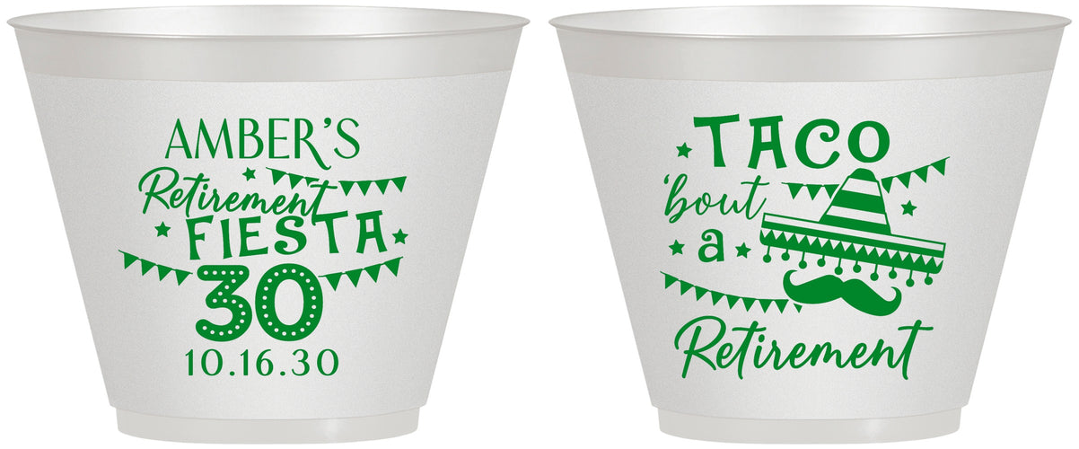 Custom Retirement 9 oz Wine Frosted Cups - Taco Bout A Retirement | 150003