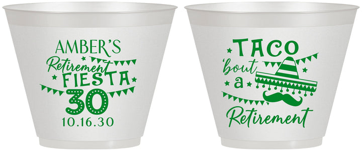 Custom Retirement 9 oz Wine Frosted Cups - Taco Bout A Retirement | 150003