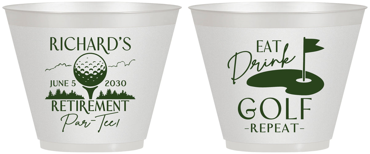 Custom Retirement 9 oz Wine Frosted Cups - Eat Drink Golf Repeat | 150006