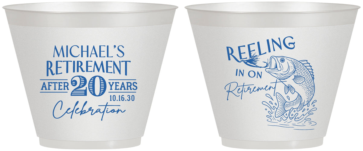 Custom Retirement 9 oz Wine Frosted Cups - Fishing Reeling In | 150007