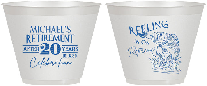 Custom Retirement 9 oz Wine Frosted Cups - Fishing Reeling In | 150007