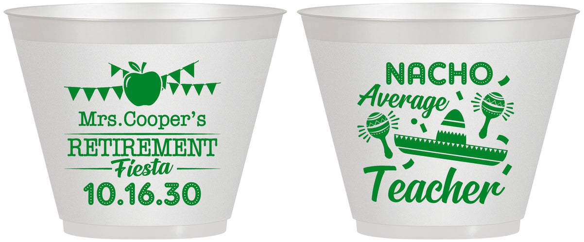 Custom Retirement 9 oz Wine Frosted Cups - Nacho Average Teacher | 150023