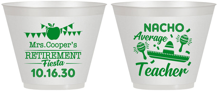 Custom Retirement 9 oz Wine Frosted Cups - Nacho Average Teacher | 150023