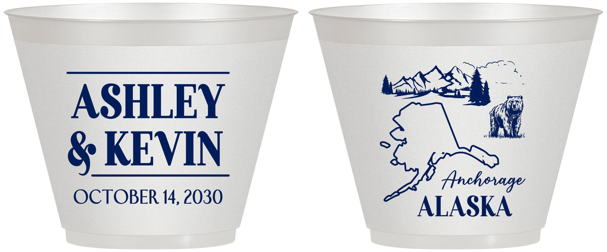 Custom Wedding 9 oz Wine Frosted Cups - Alaska | 151