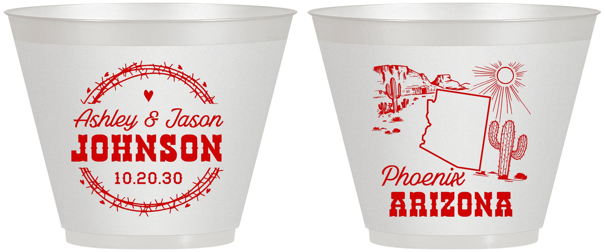 Custom Wedding 9 oz Wine Frosted Cups - Arizona | 152