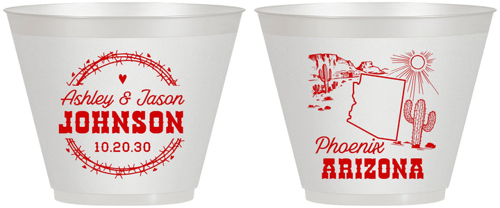 Custom Wedding 9 oz Wine Frosted Cups - Arizona | 152