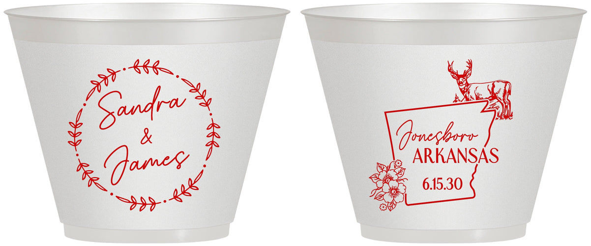 Custom Wedding 9 oz Wine Frosted Cups - Arkansas | 153